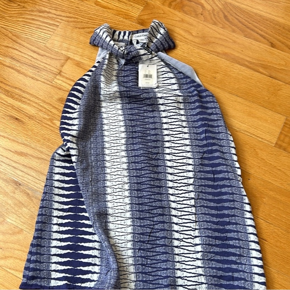 Calvin Klein blue and white shirt
